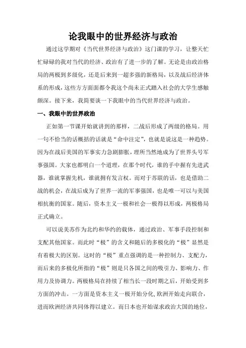 《当代世界经济与政治》结课论文