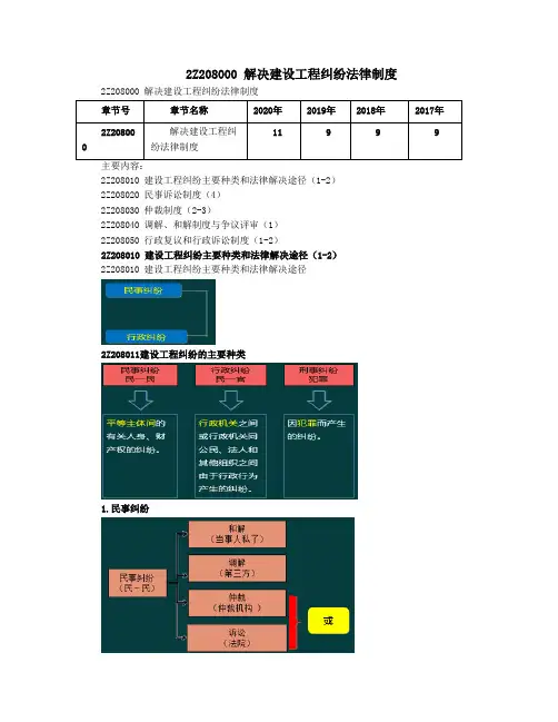 二级建造师考试— 法规- 解决建设工程纠纷法律制度-复习资料