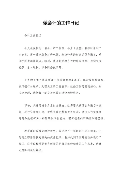 做会计的工作日记