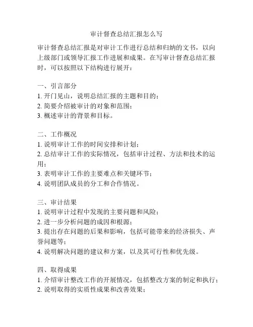 审计督查总结汇报怎么写