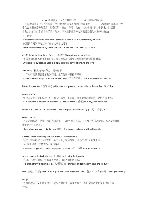 XX8考研英语一大作文押题预测1：职业素养与素质类_毙考题