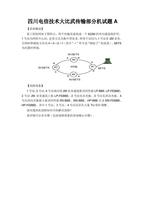 四川电信技术大比武传输部分机试题A