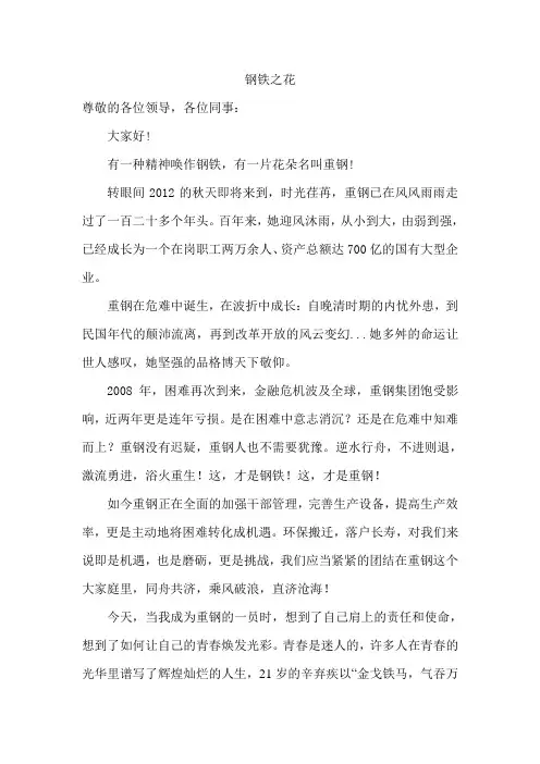 有一种精神唤作钢铁,有一片花朵名叫重钢