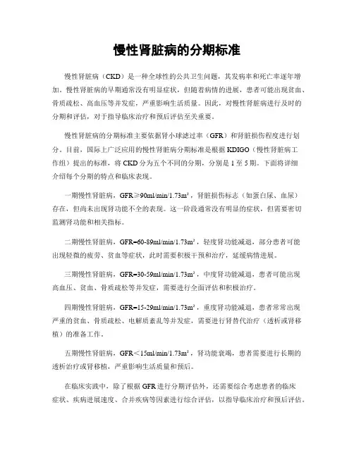 慢性肾脏病的分期标准