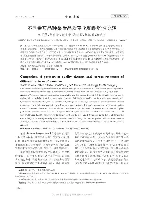 不同番茄品种采后品质变化和耐贮性比较