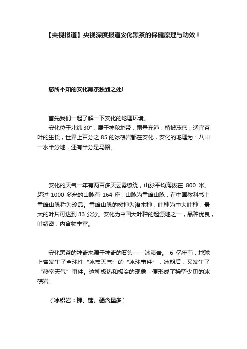 【央视报道】央视深度报道安化黑茶的保健原理与功效！