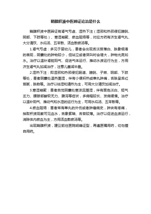 鞘膜积液中医辨证论治是什么