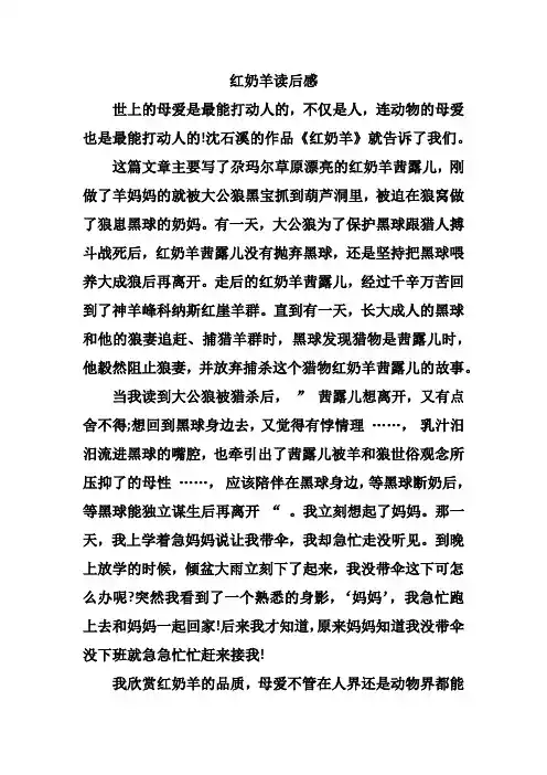 红奶羊读后感精选3篇 