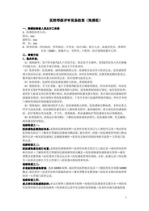 医院等级评审现场检查(院感组)