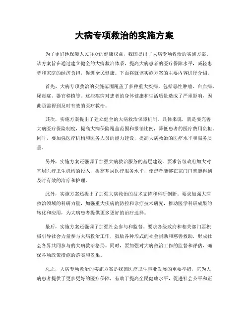 大病专项救治的实施方案