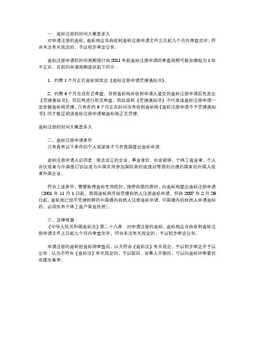 商标注册的时间大概是多久