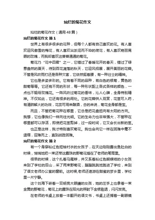 灿烂的菊花作文（通用48篇）