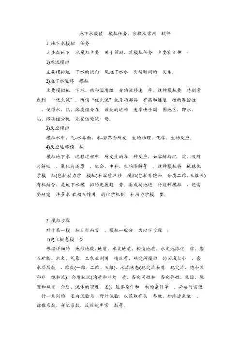地下水数值模拟任务、步骤及常用软件