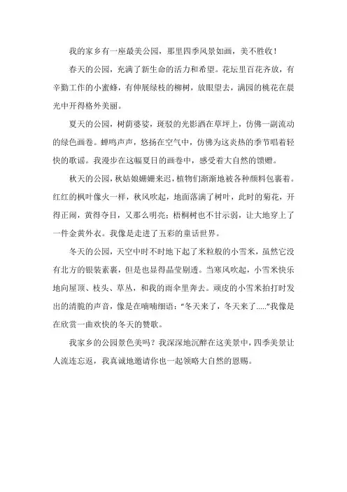 最美公园的四季作文400字