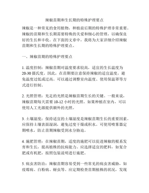 辣椒苗期和生长期的特殊护理要点