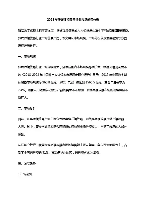 2023年多媒体播放器行业市场前景分析