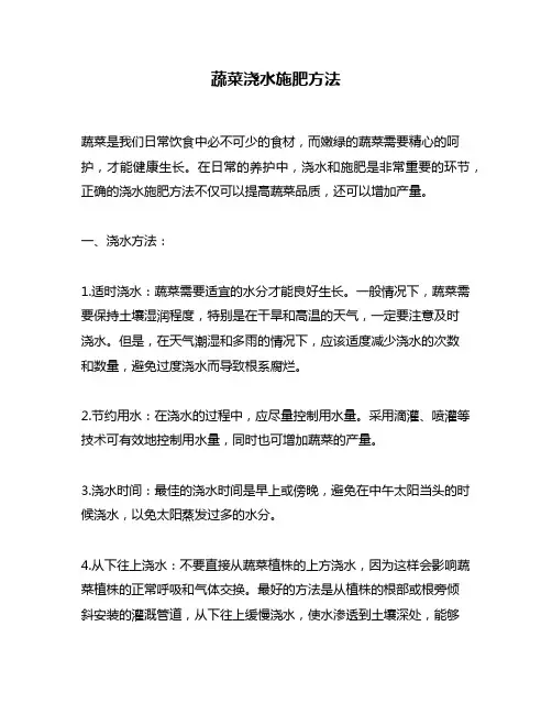 蔬菜浇水施肥方法