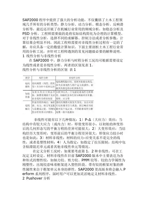 论SAP2000程序中提供了强大的分析功能