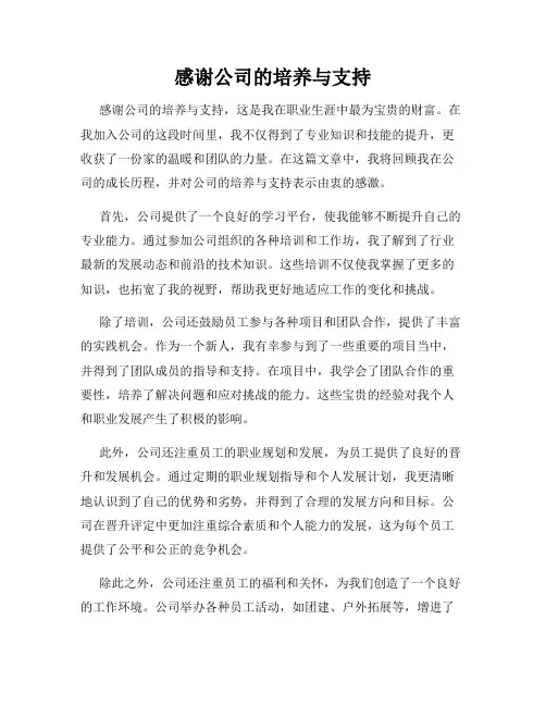 感谢公司的培养与支持