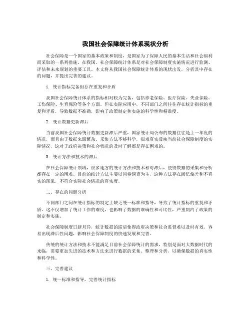 我国社会保障统计体系现状分析