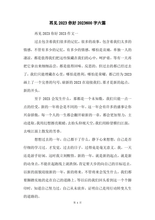 再见2023你好2023600字六篇