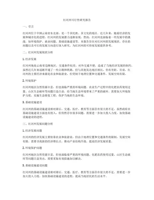 红河州可行性研究报告