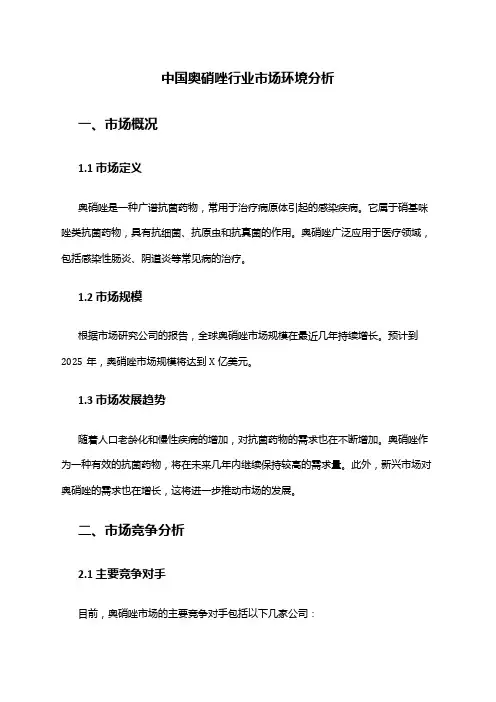 中国奥硝唑行业市场环境分析