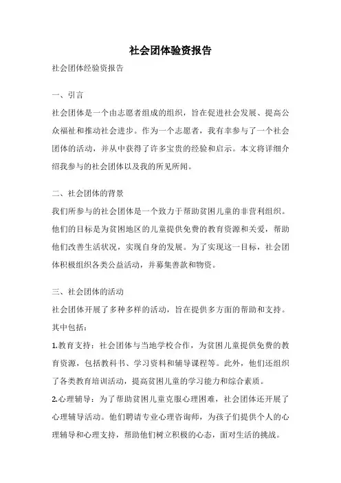 社会团体验资报告