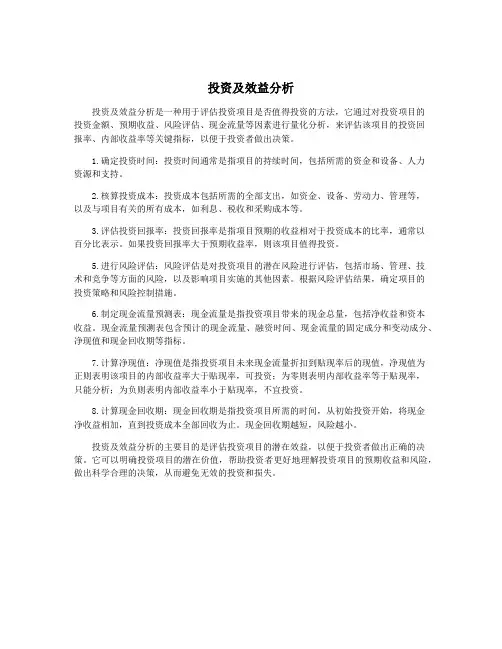 投资及效益分析