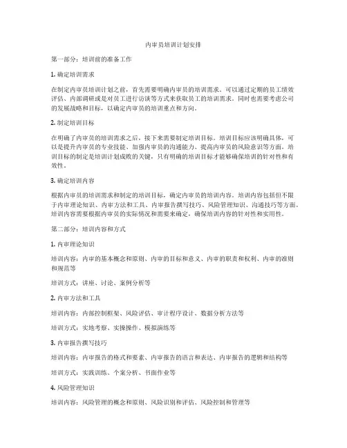 内审员培训计划安排