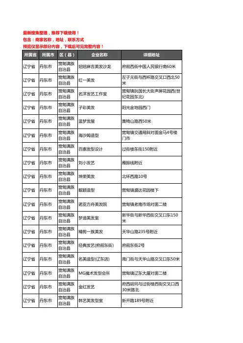 新版辽宁省丹东市宽甸满族自治县美容美发企业公司商家户名录单联系方式地址大全163家