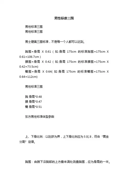 男性标准三围