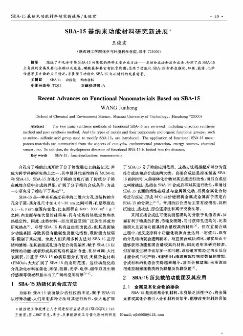 SBA-15基纳米功能材料研究新进展
