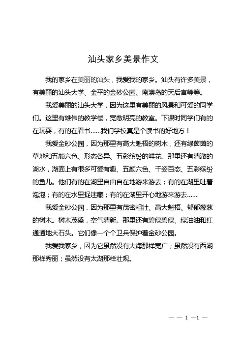 汕头家乡美景作文