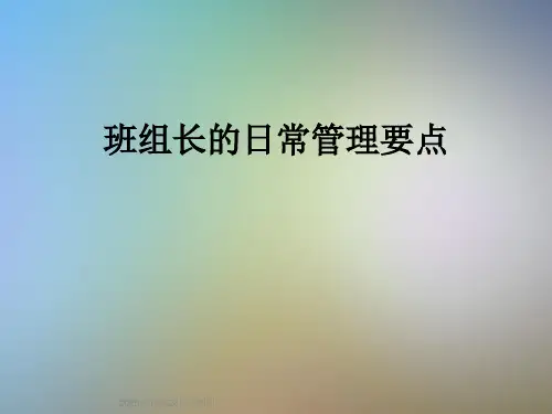 班组长的日常管理要点