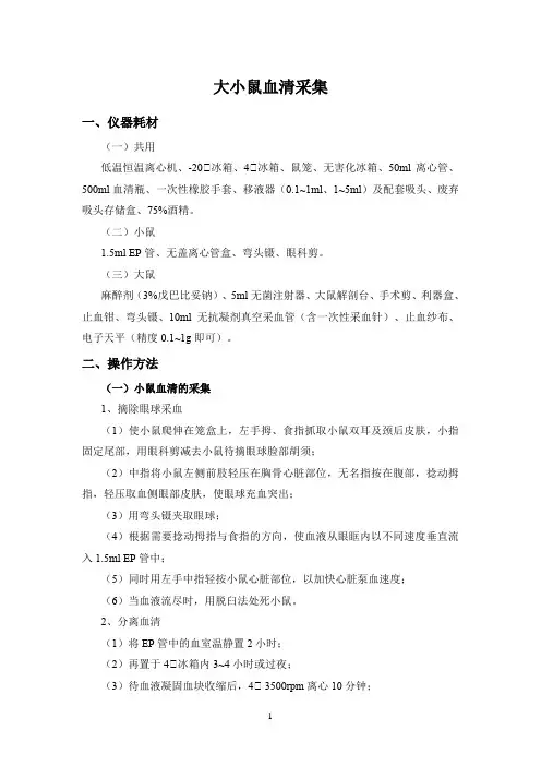 大小鼠血清采集