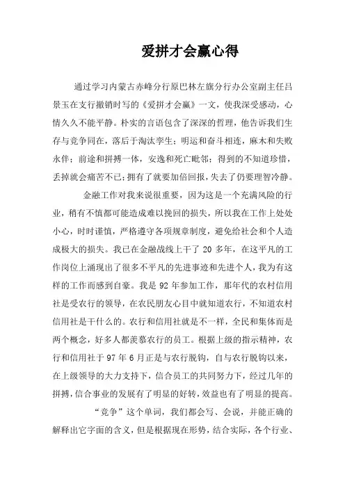 爱拼才会赢心得
