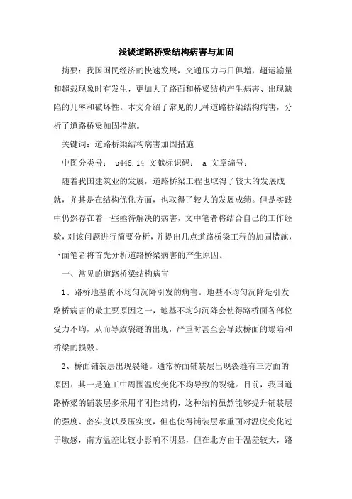 道路桥梁结构病害与加固