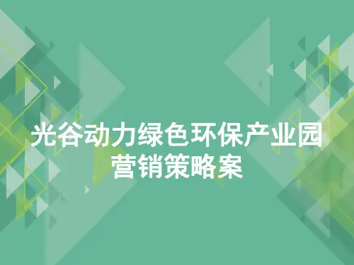 光谷动力绿色环保产业园营销策略案讲义 PPT