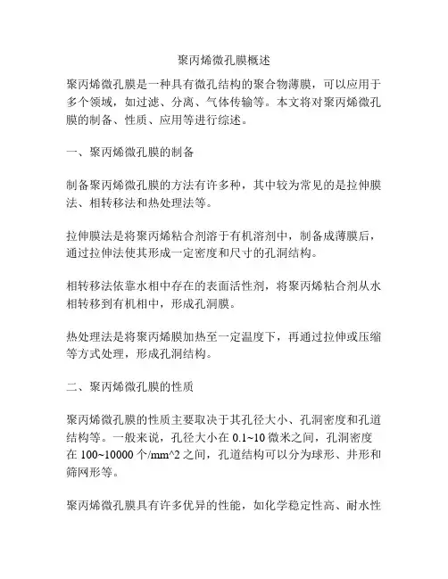 聚丙烯微孔膜概述