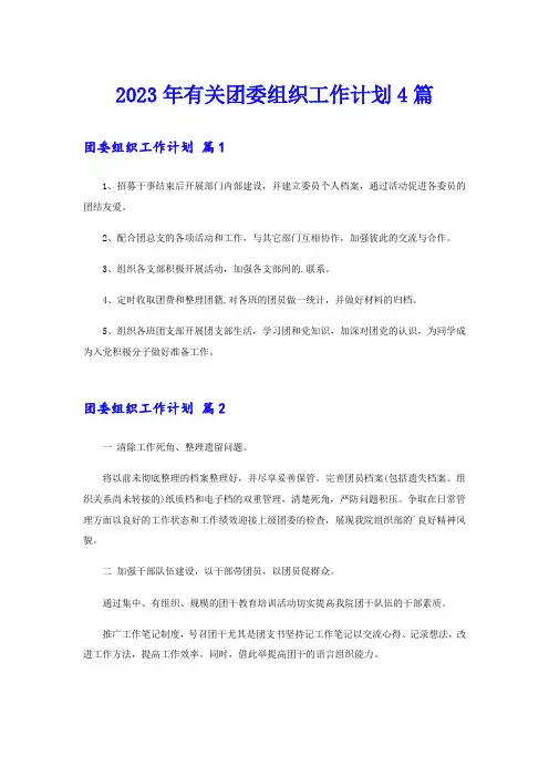 2023年有关团委组织工作计划4篇