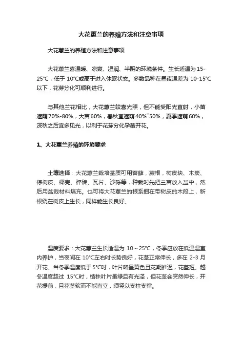 大花蕙兰的养殖方法和注意事项