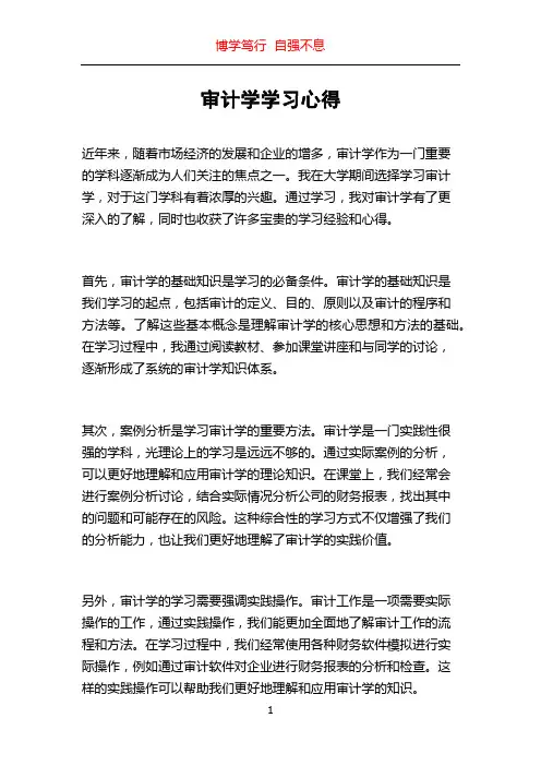 审计学学习心得