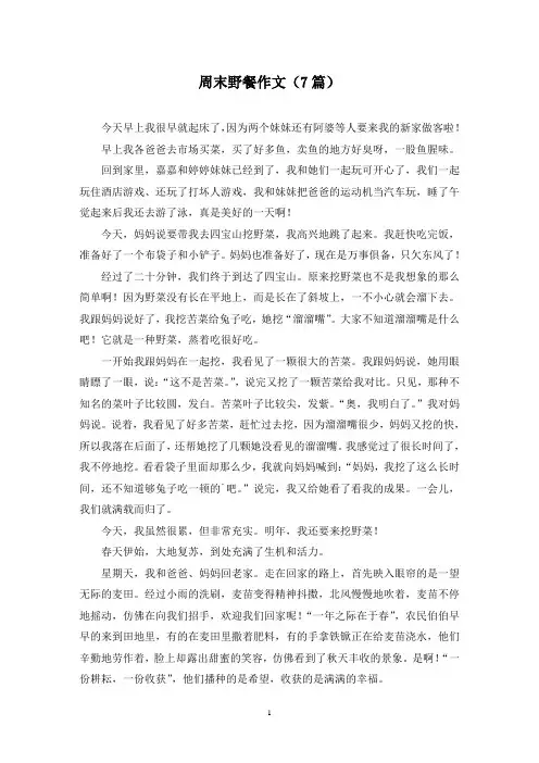 周末野餐作文(7篇)
