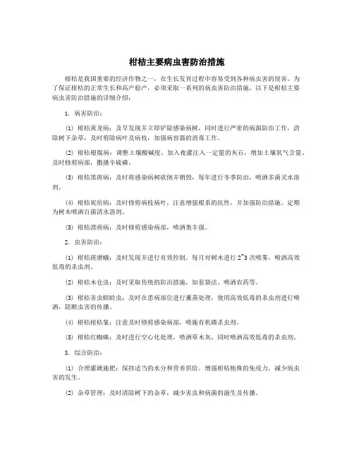 柑桔主要病虫害防治措施