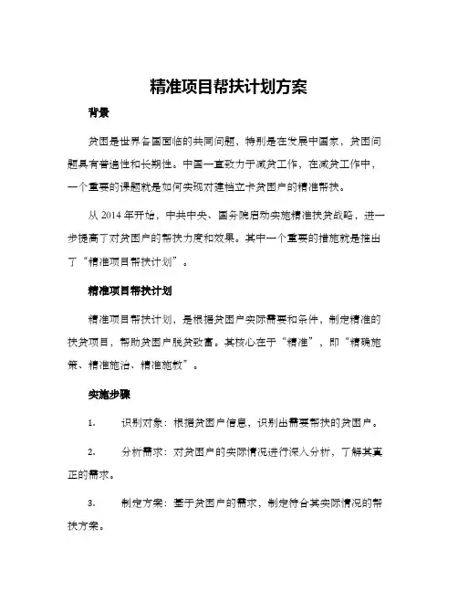 精准项目帮扶计划方案