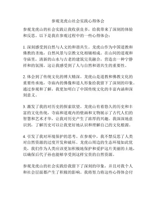 参观龙虎山社会实践心得体会