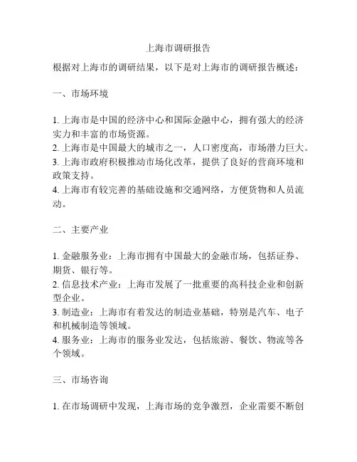 上海市调研报告