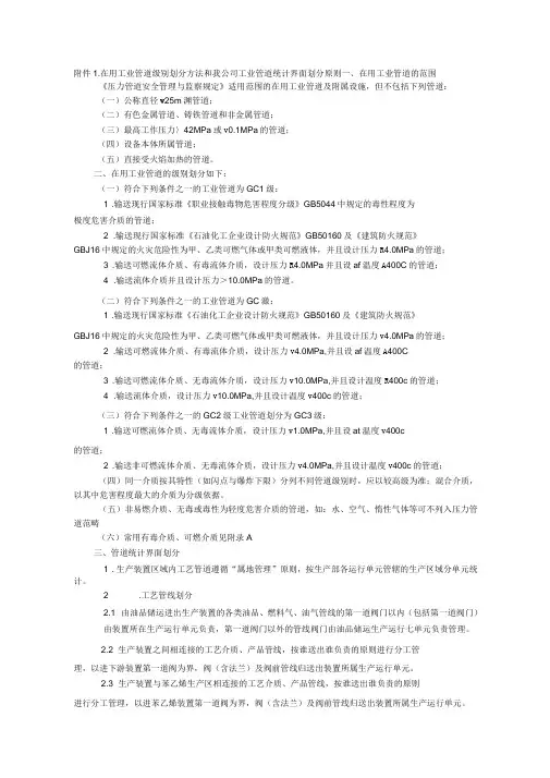 工业管道划分