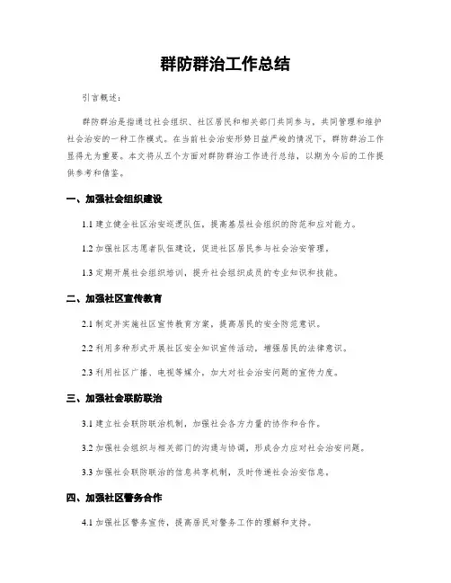 群防群治工作总结